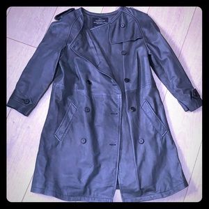 All Saints grey leather trench coat